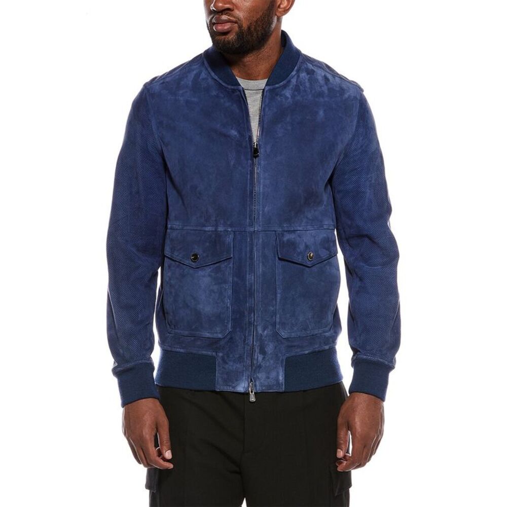 Isaia Mens  Bomber Jacket, Gray